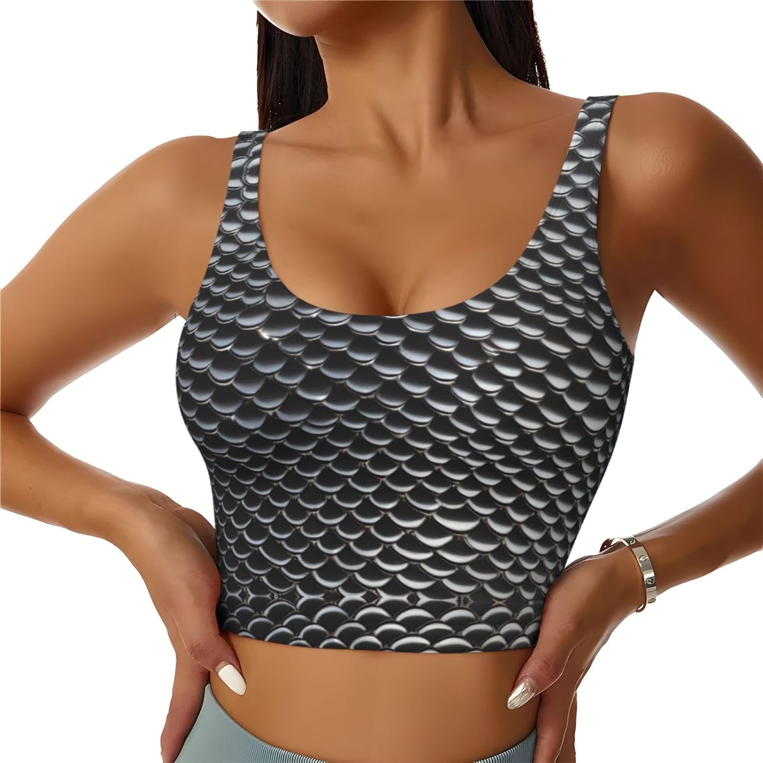 Silver fish scale Printed Wome – Yoga Fitness Women Bewertung und Preis
