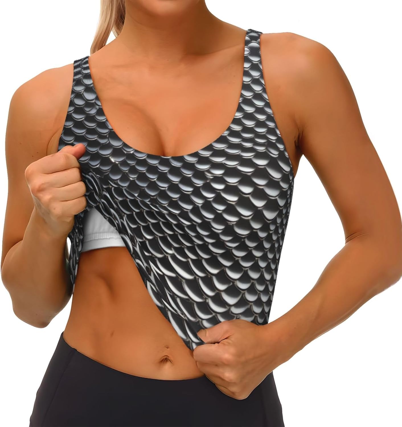 Silver fish scale Printed Wome – Yoga Fitness Women Bewertung und Preis