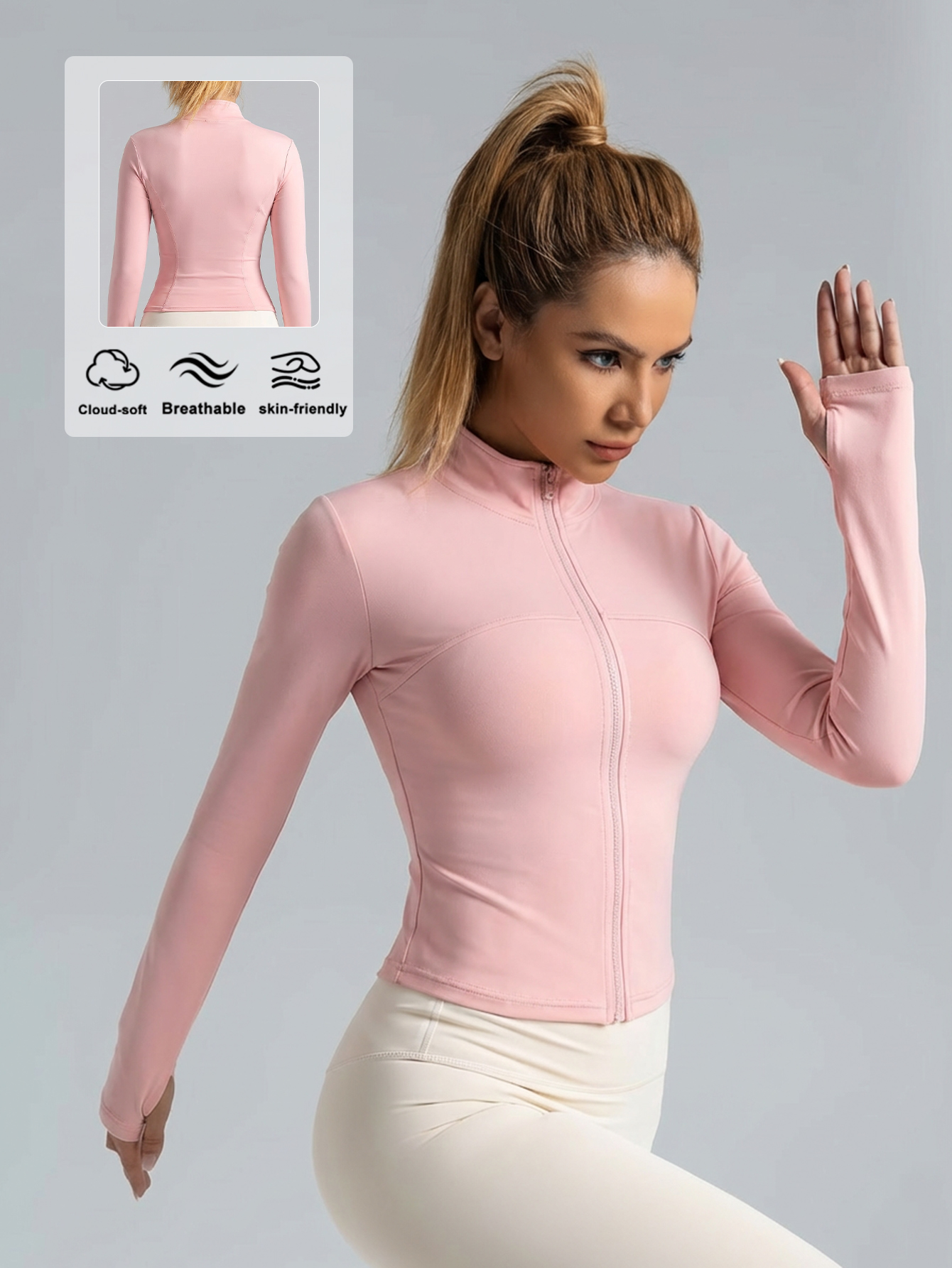 New Women Light pink Yoga Coat – Yoga Fitness Women Bewertung und Preis